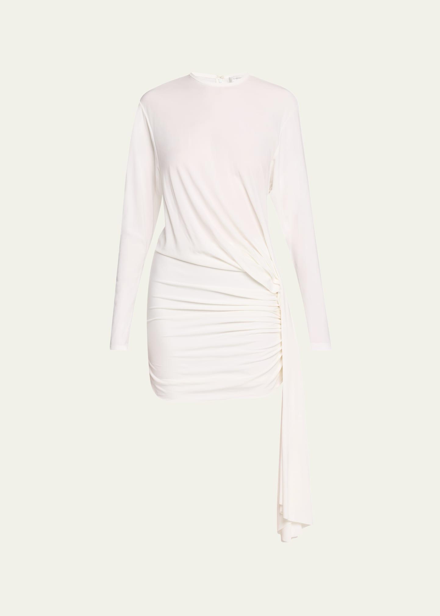 side cowl drape extension mini dress