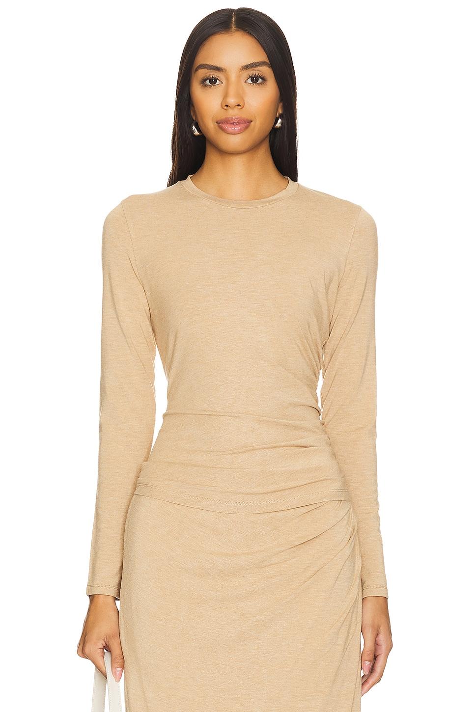 side drape long sleeve crew