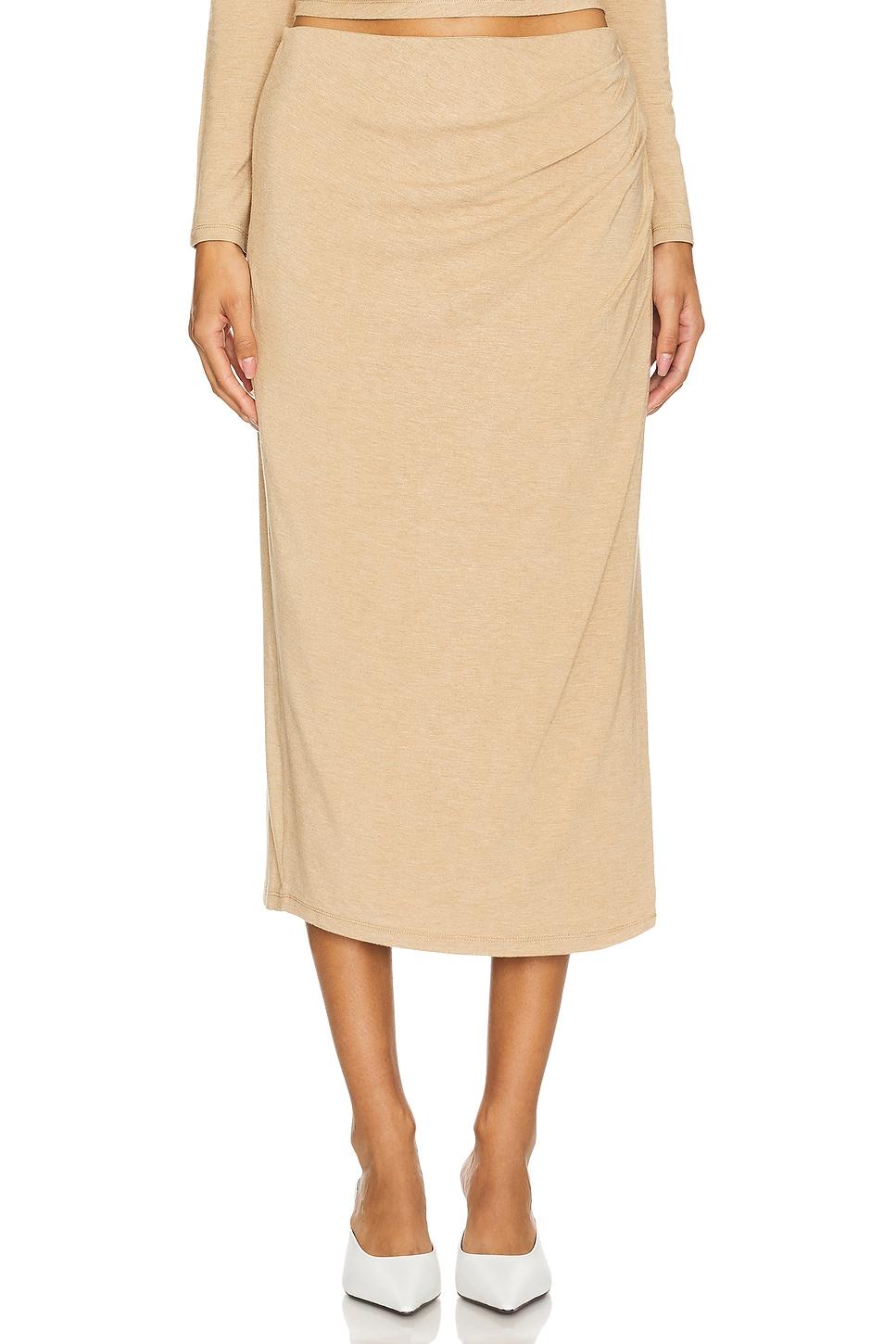 side drape midi skirt