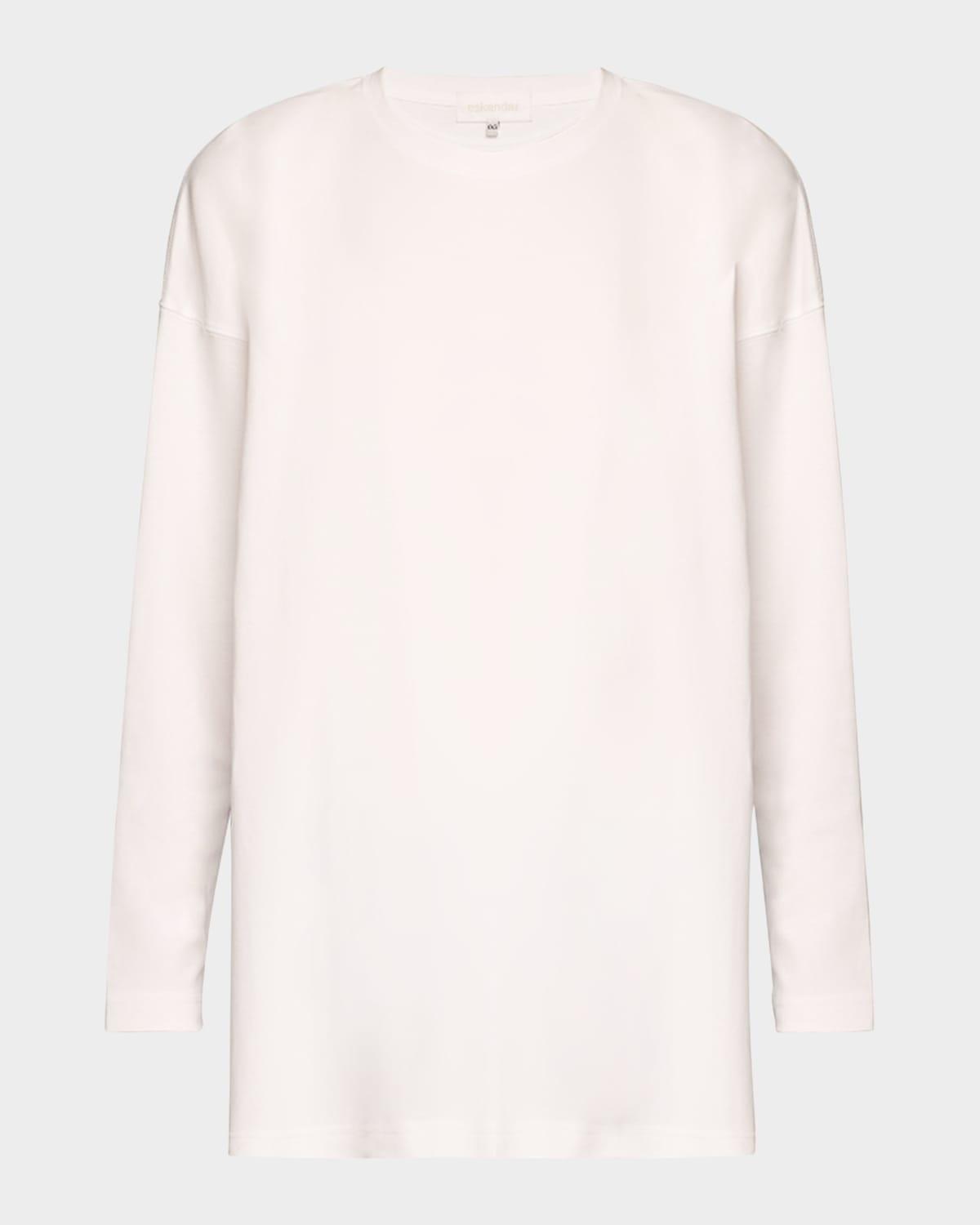side panelled round neck long sleeve t-shirt (mid plus length)