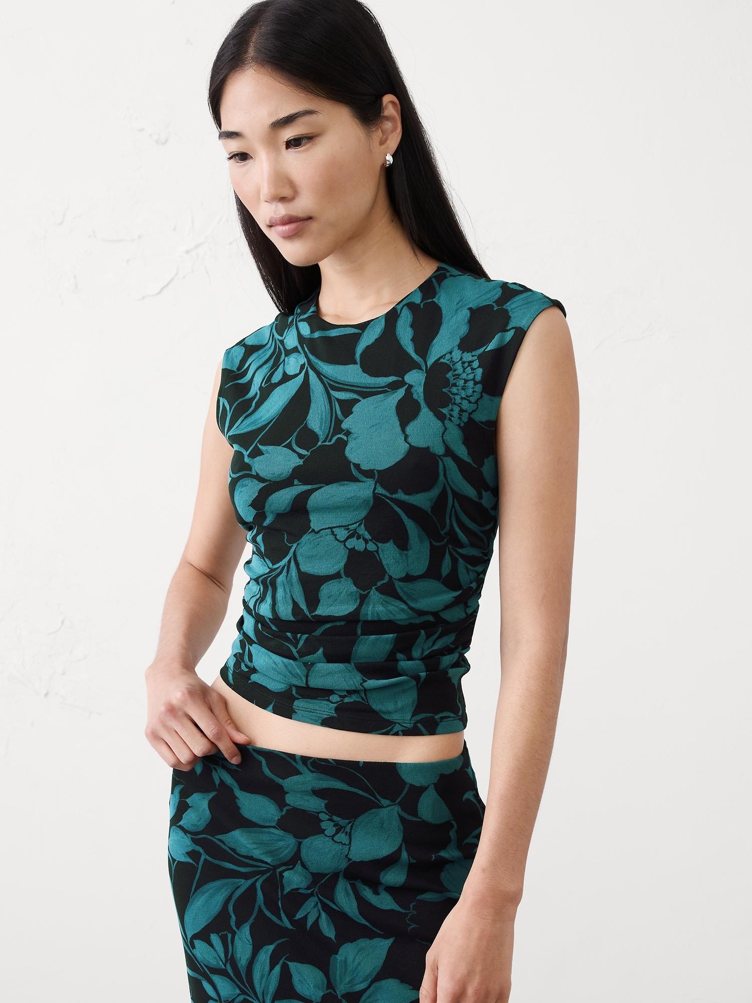 side shirred mesh top