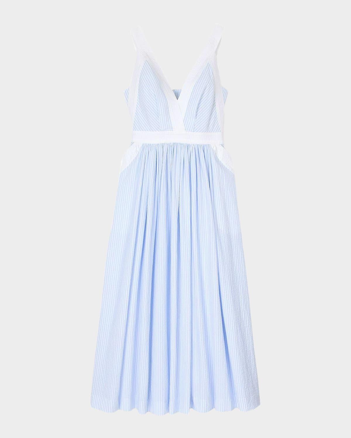 sidonie striped seersucker midi dress
