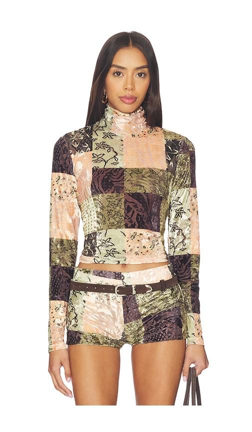 siedres cody top in brown, green.