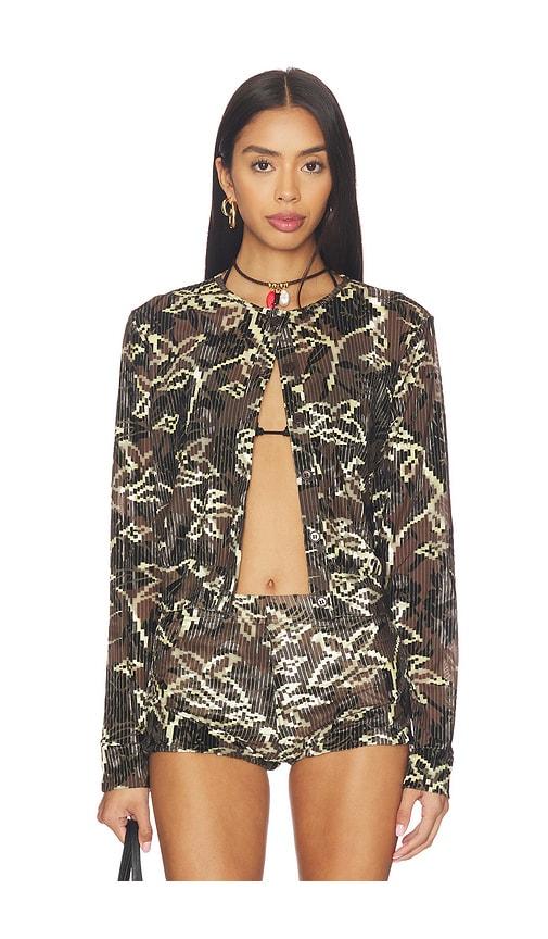 siedres poli cardigan in brown, green.