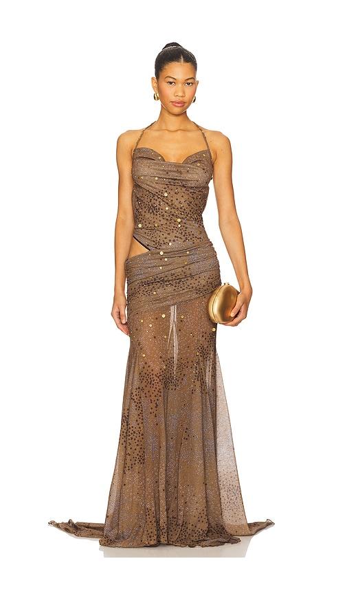 siedres venusia dress in brown.