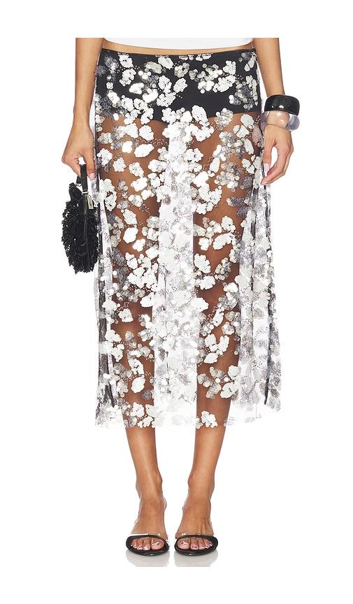 siedres wells skirt in black, metallic silver.