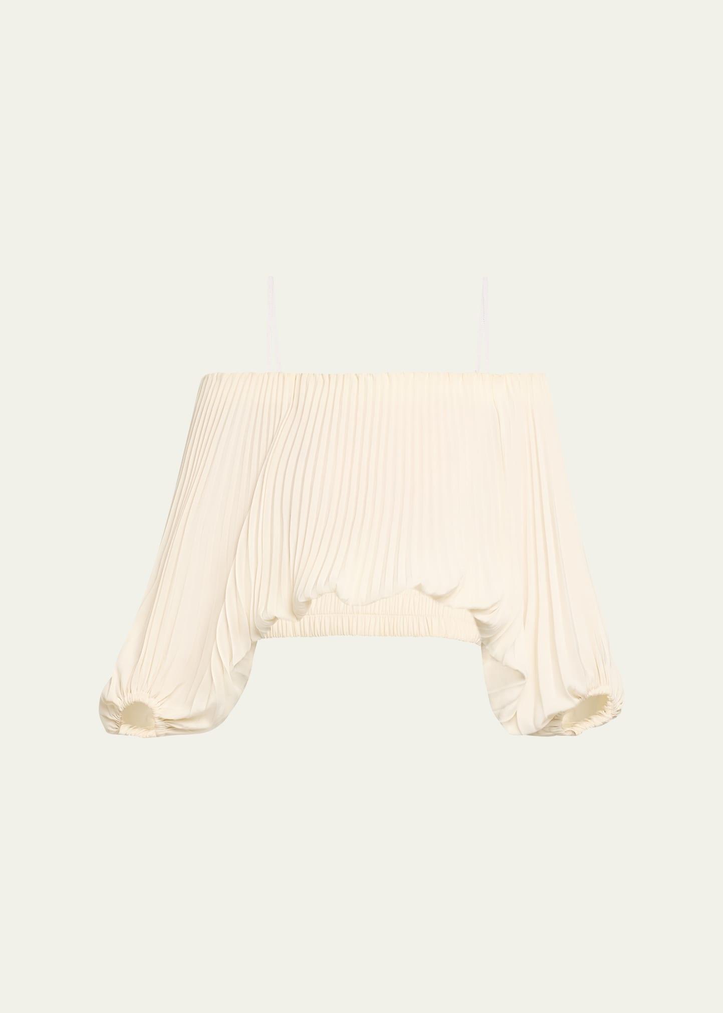 sienna pleated off-the-shoulder top