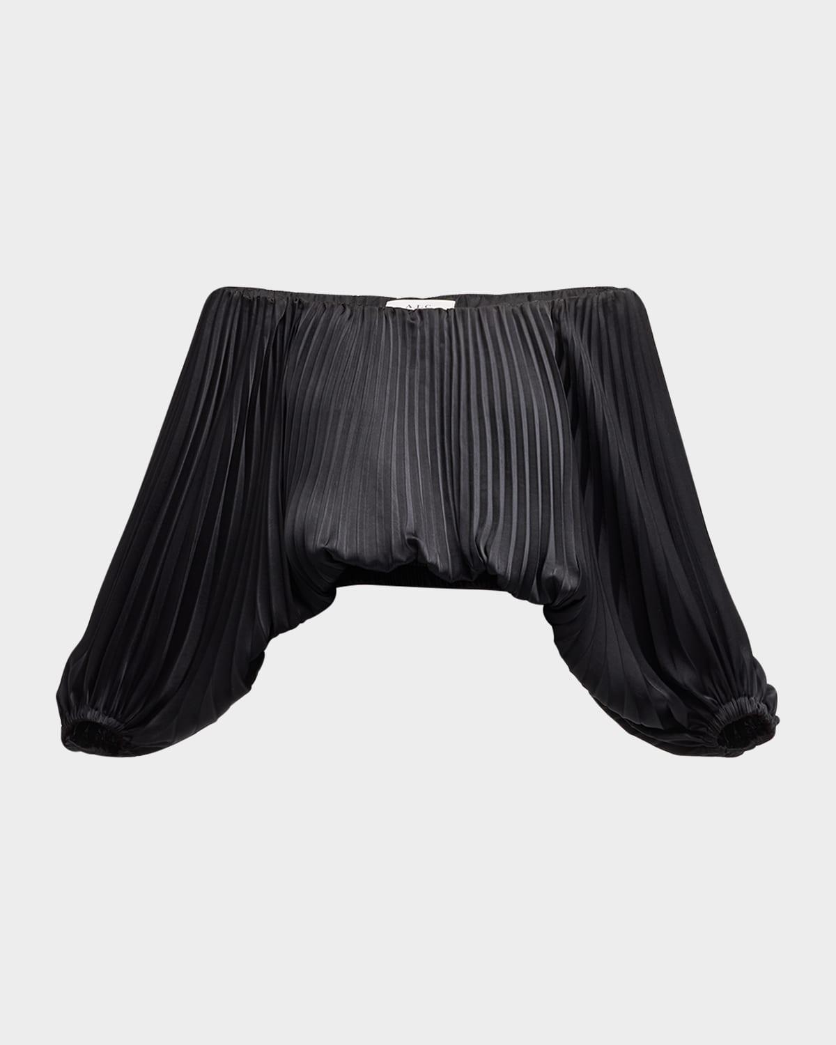 sienna pleated off-the-shoulder top