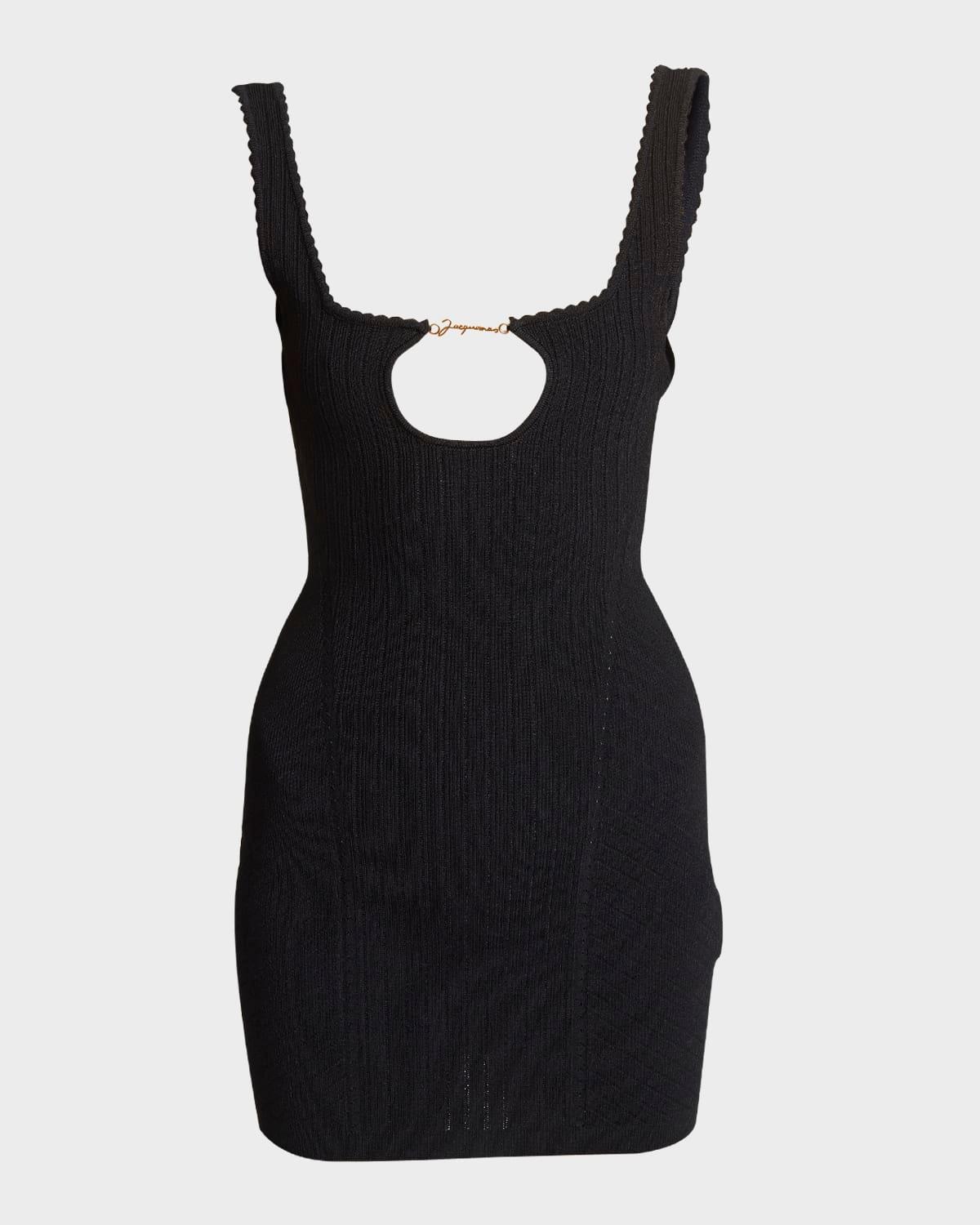 sierra logo script cutout sleeveless rib mini dress