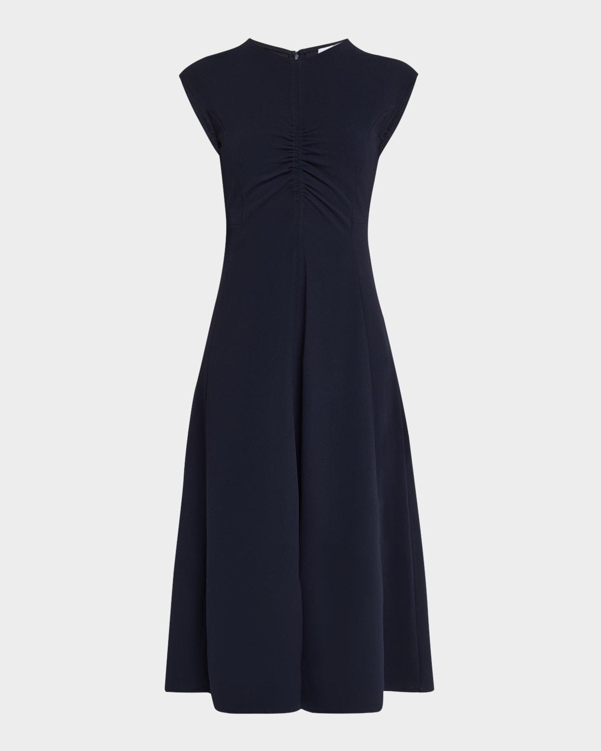 sierra ruched short-sleeve midi dress