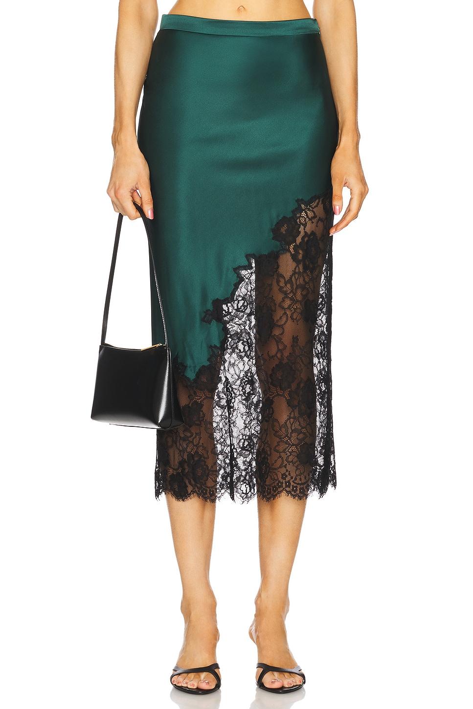 silk and lace scallop midi skirt