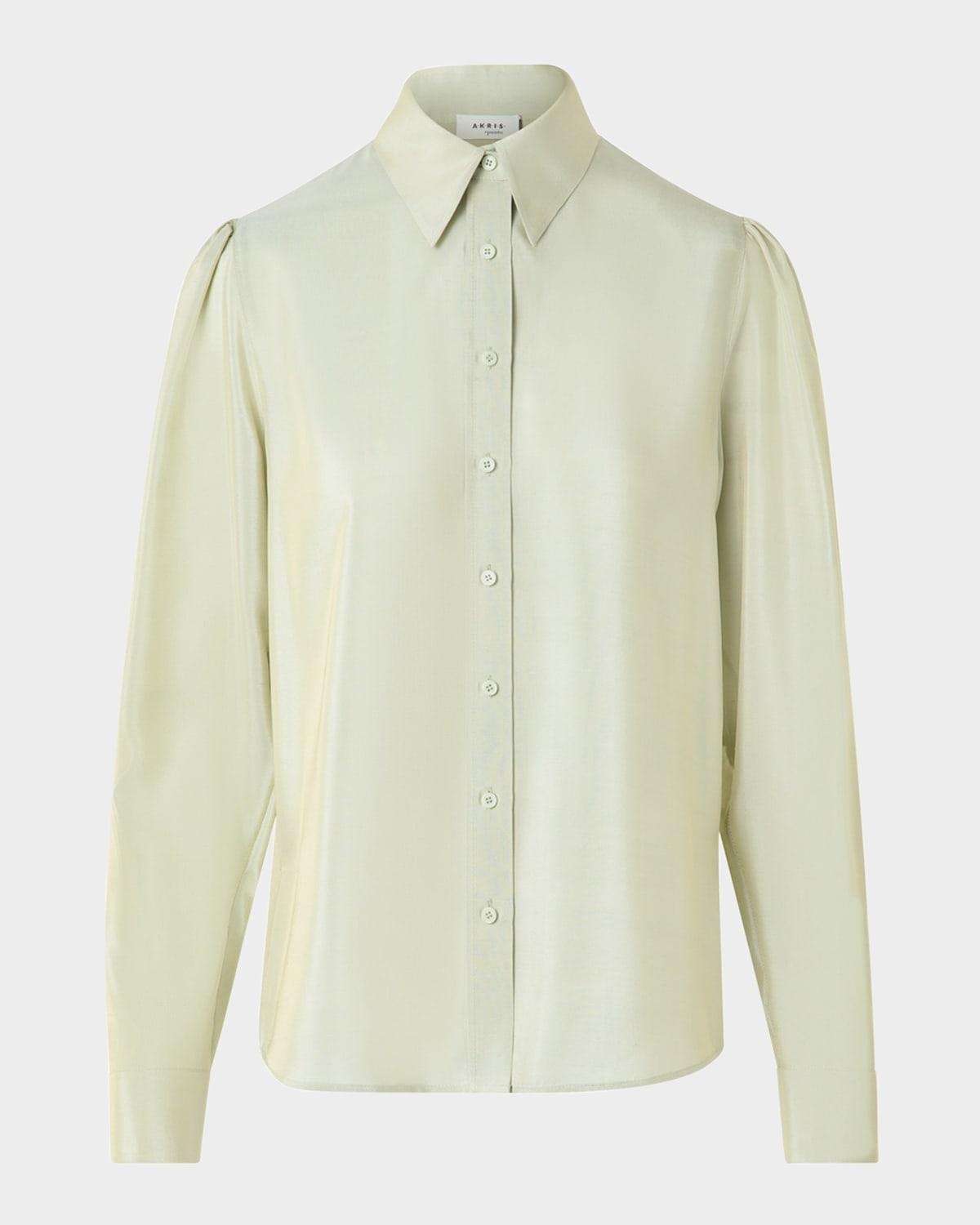 silk-blend batiste button-down shirt