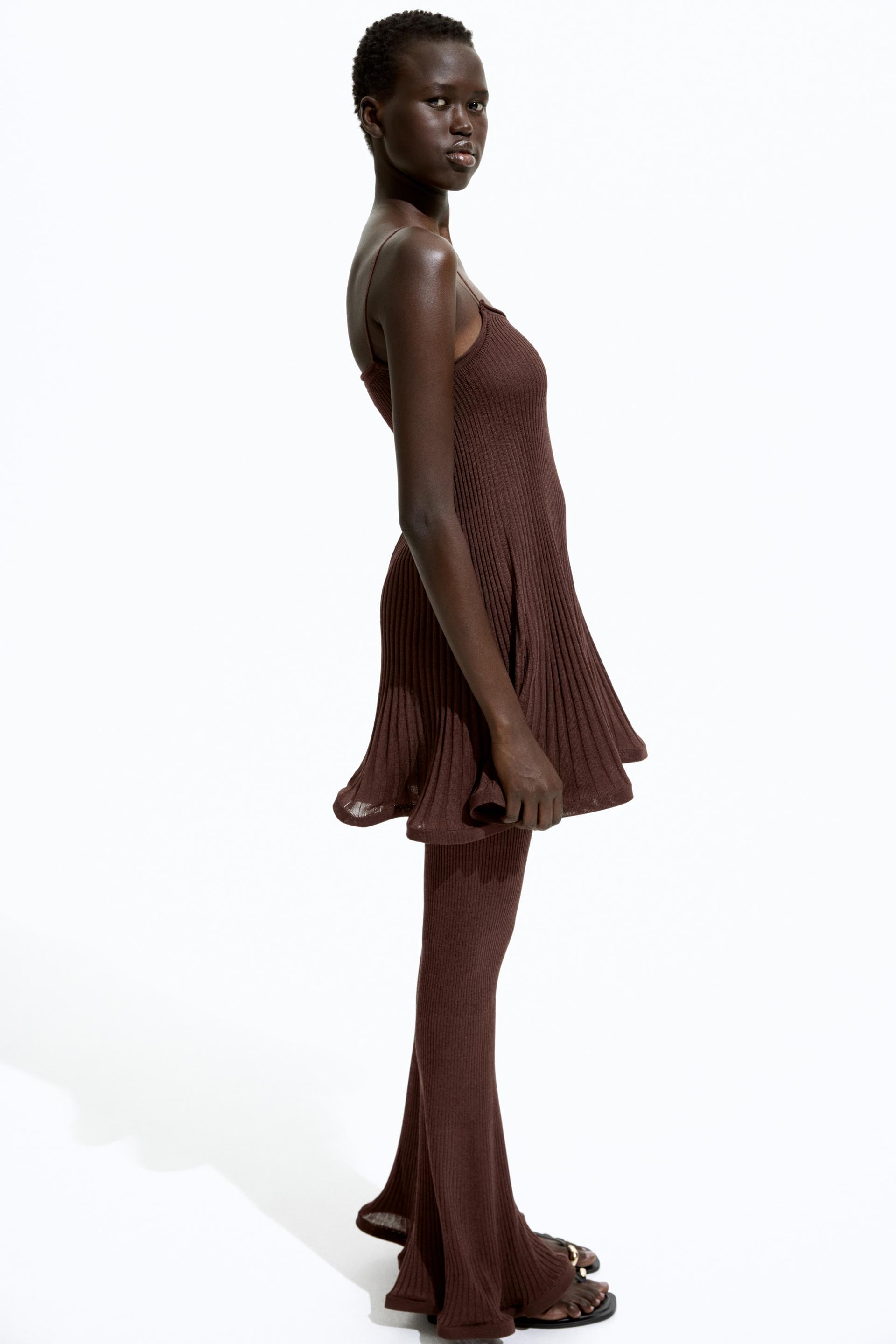 silk-blend rib-knit pants