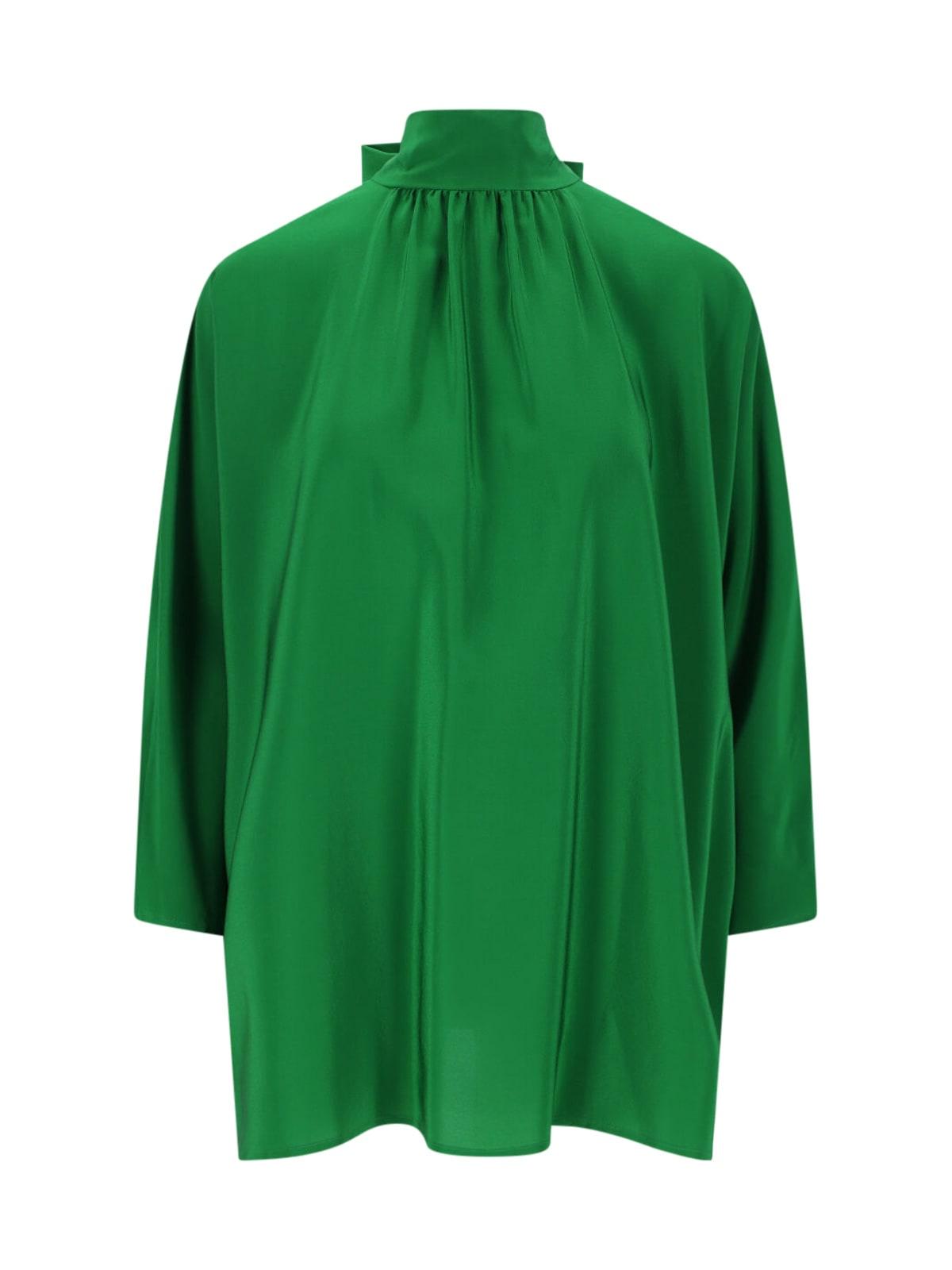 silk blouse with bow