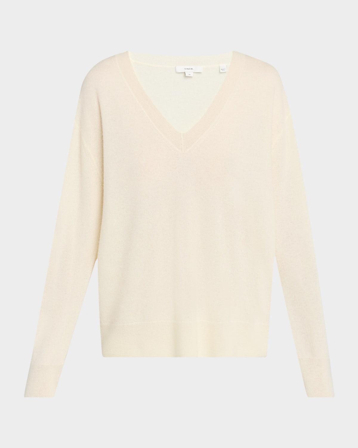 silk-cashmere deep v sweater