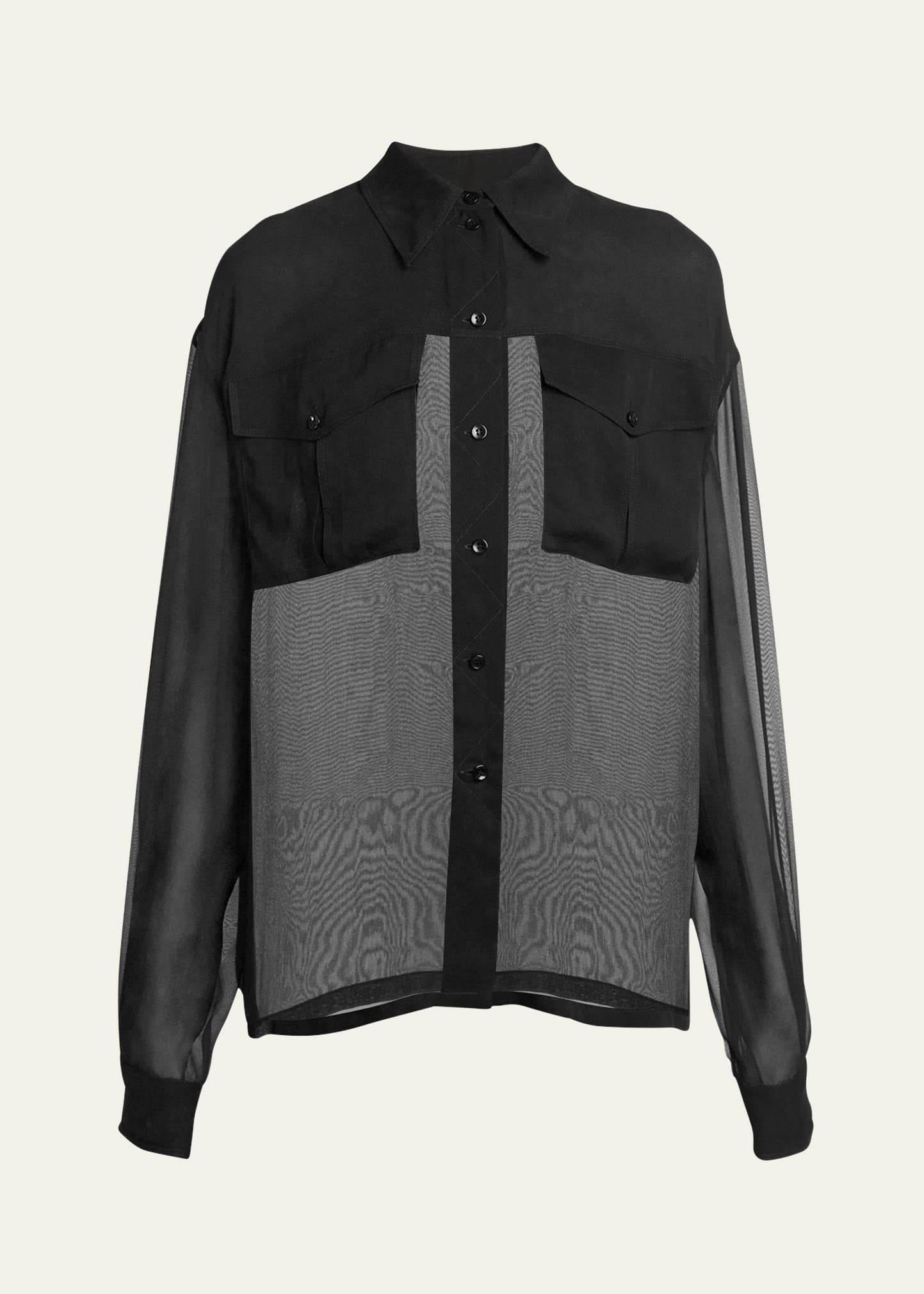 silk chiffon collared shirt