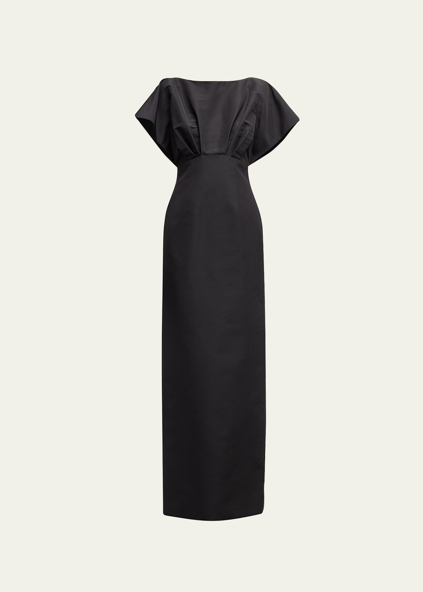 silk column gown with fan bodice