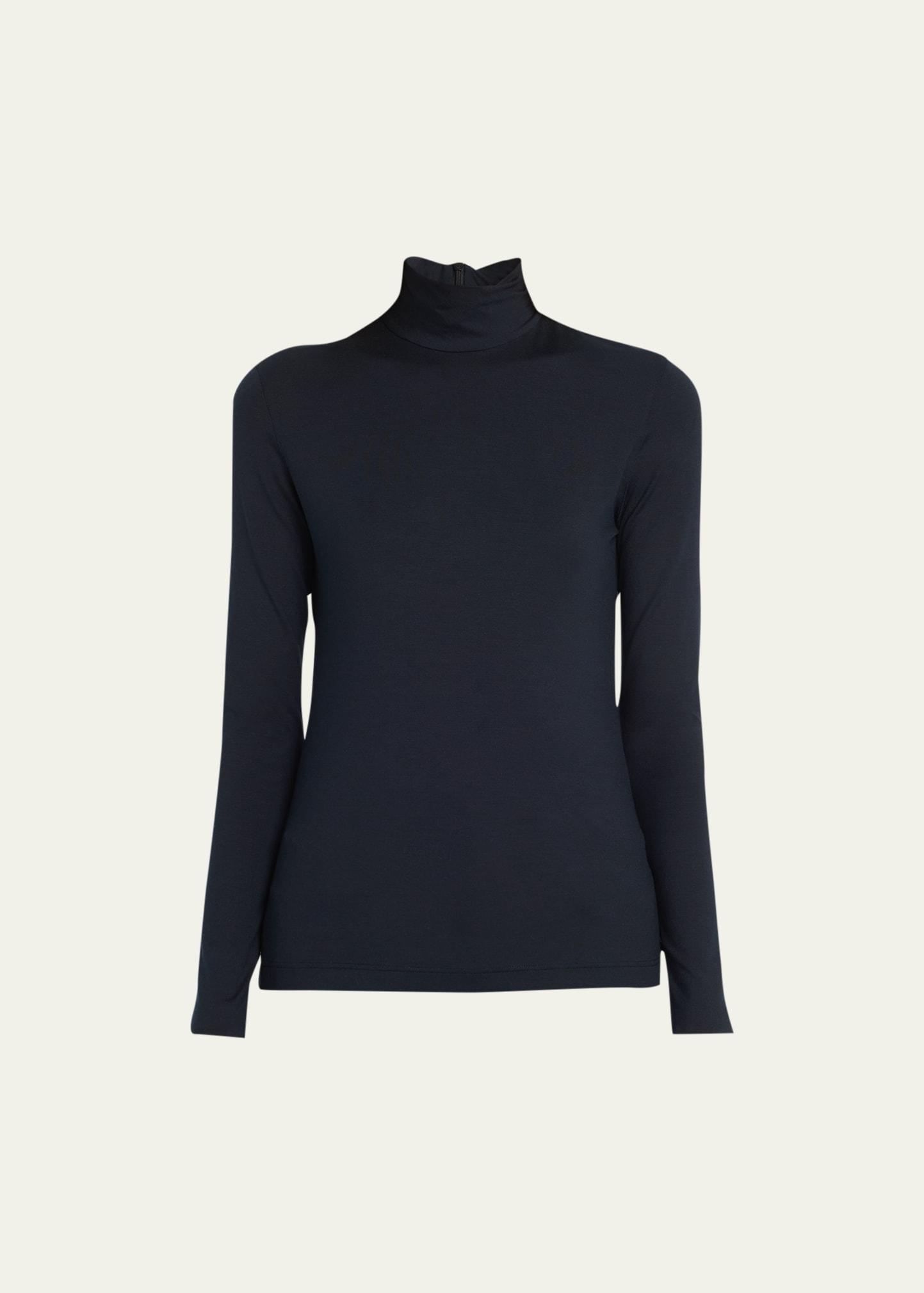 silk-cotton jersey turtleneck top