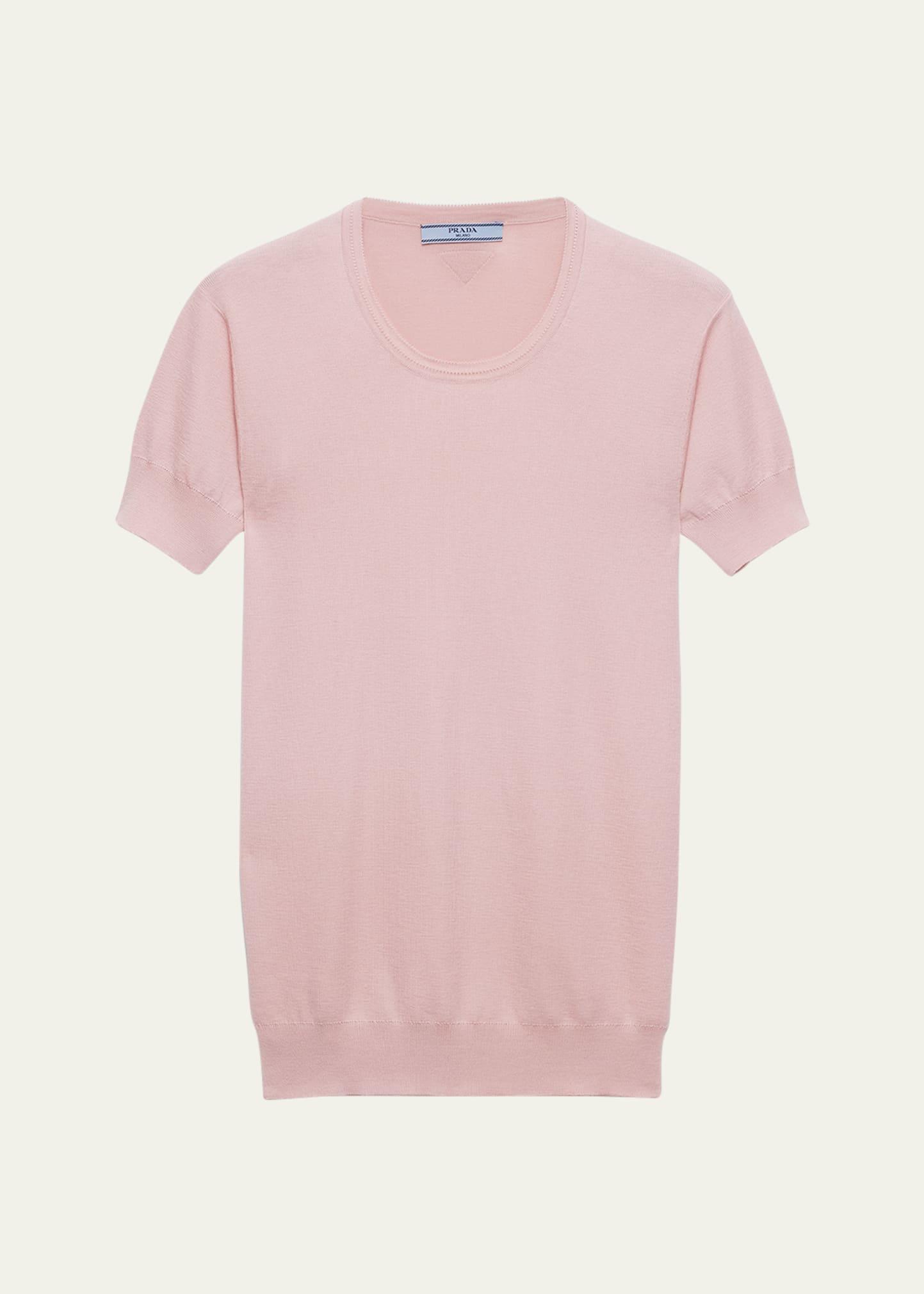 silk-cotton short-sleeve sweater