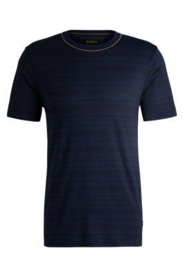 silk-cotton t-shirt in a regular fit- dark blue men's t-shirts