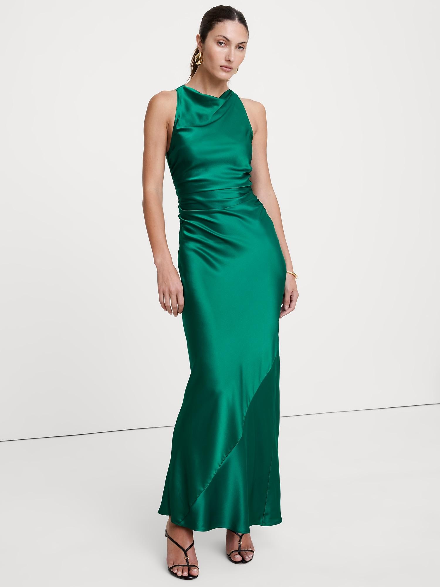 silk cowl-neck gown