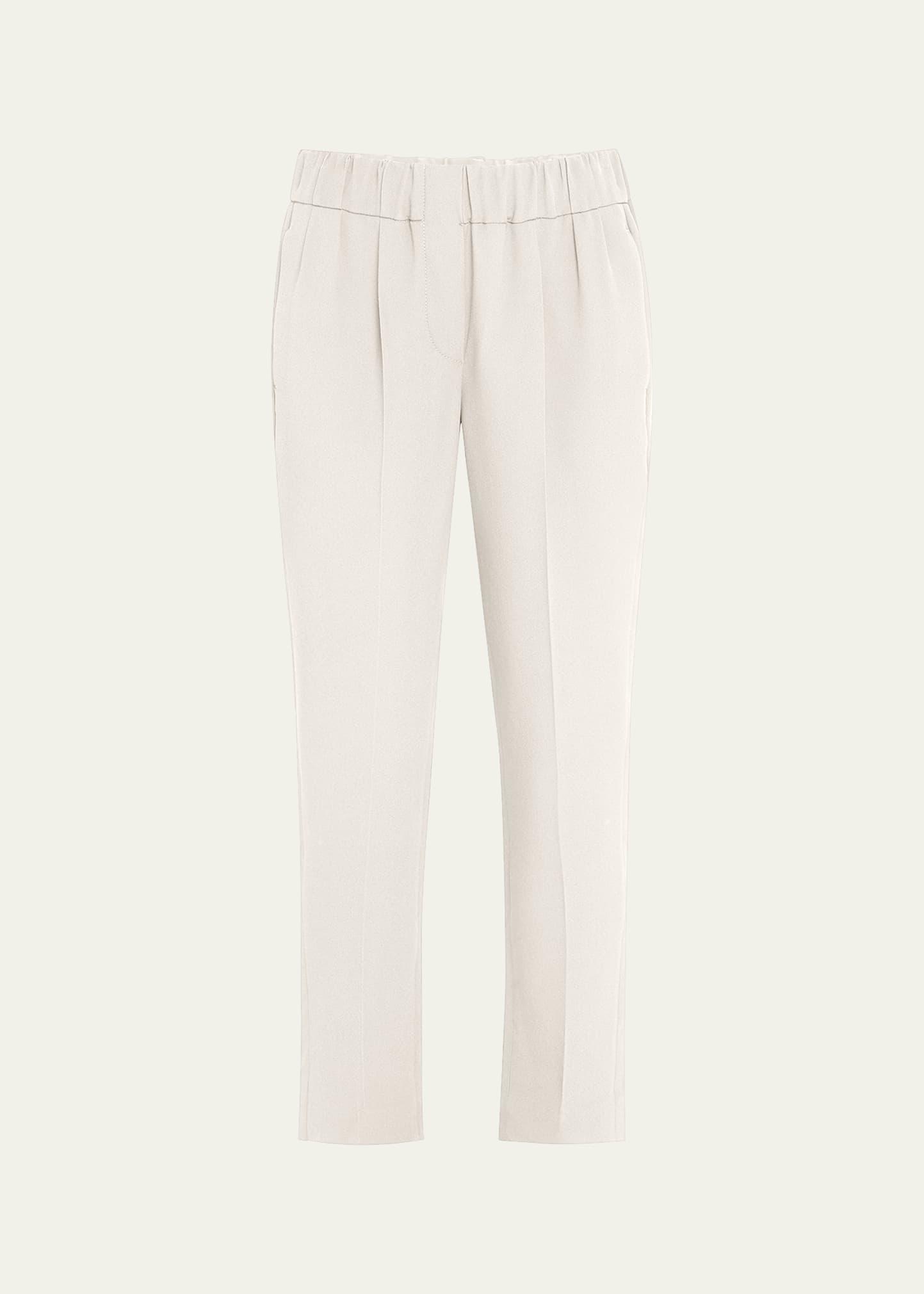 silk crepe cady straight-leg ankle pull-on pants