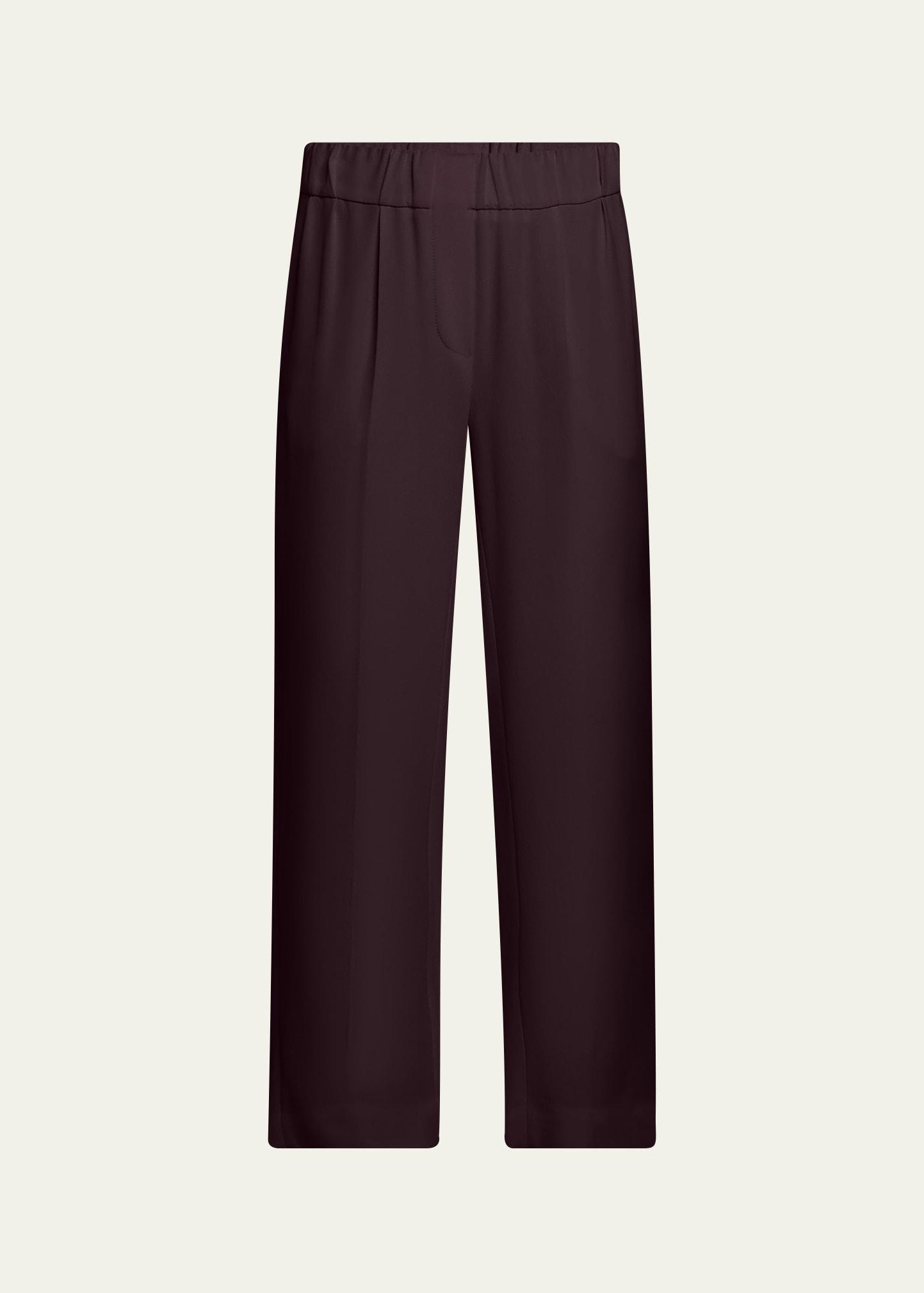 silk crepe cady tailored straight-leg pull-on pants