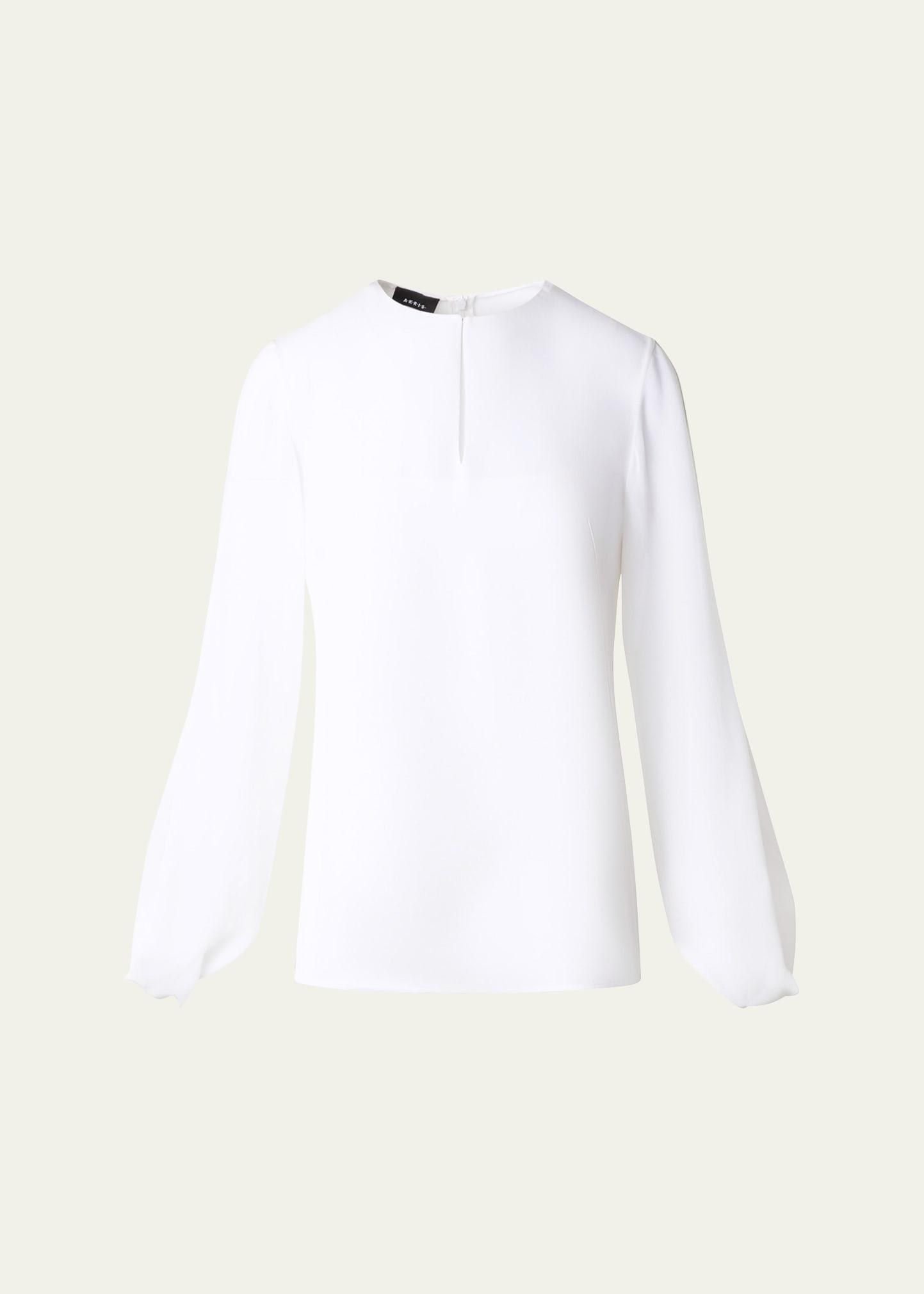 silk georgette blouse with slit sleeves
