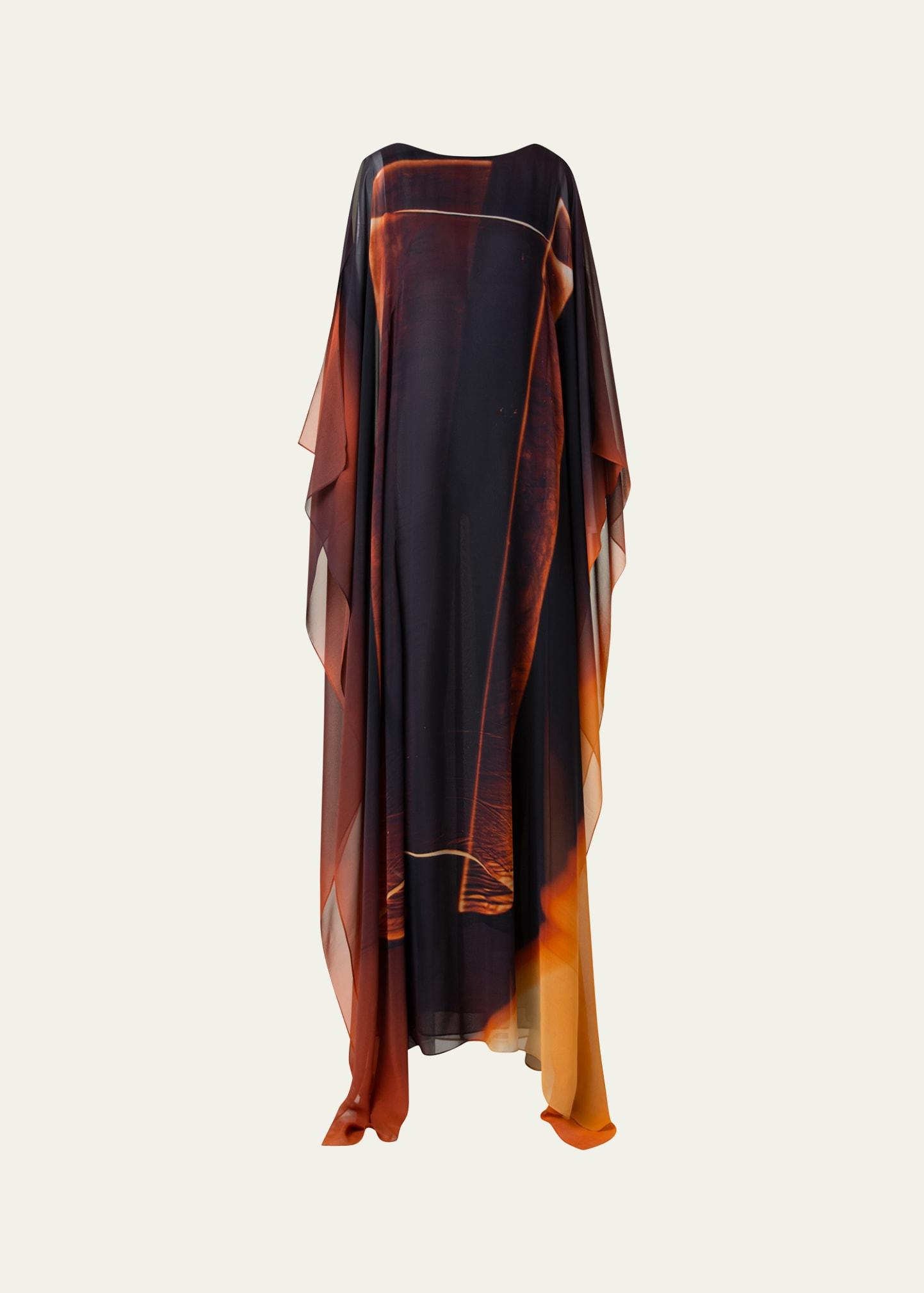 silk georgette tube print caftan gown