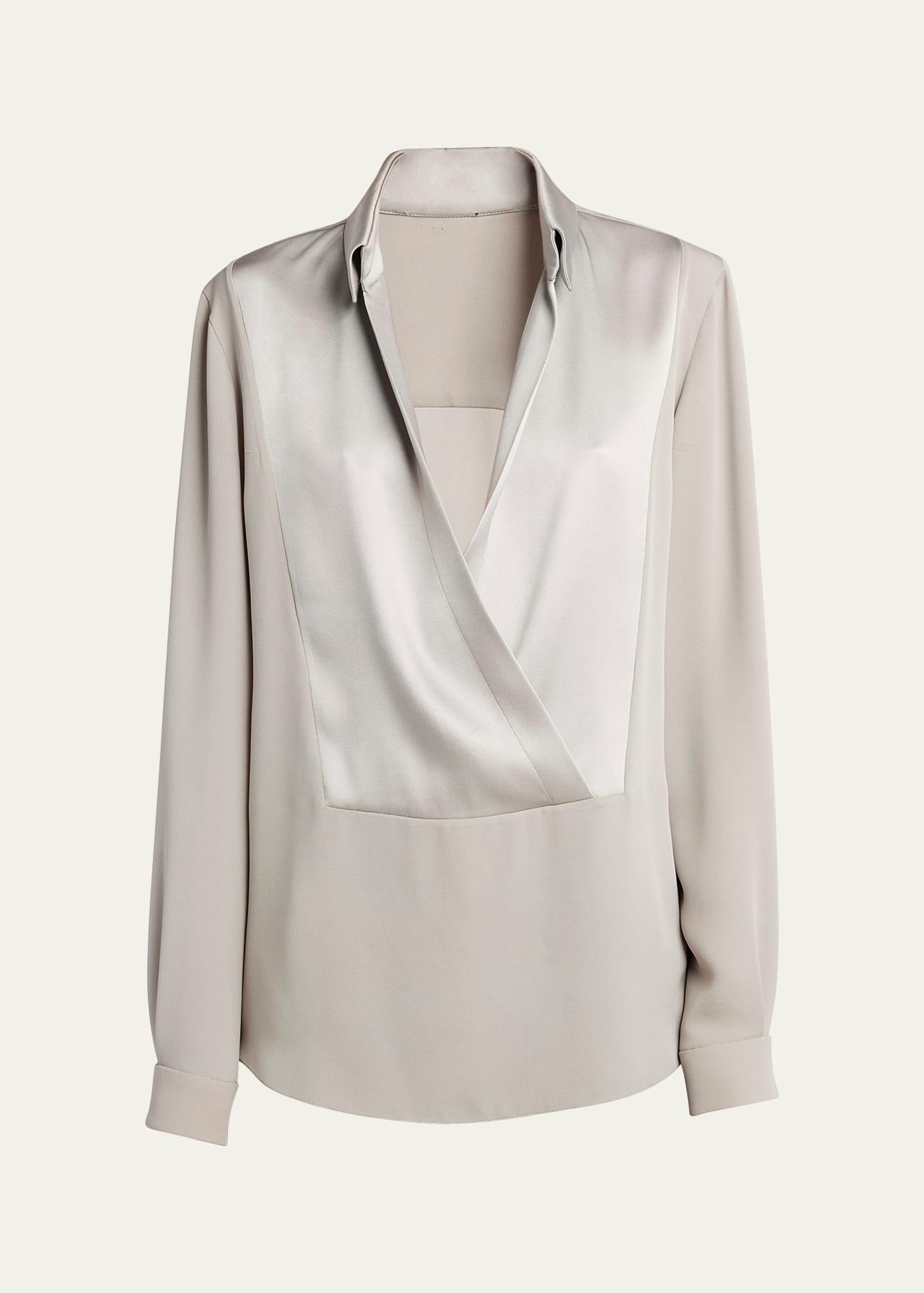 silk georgette wrap blouse