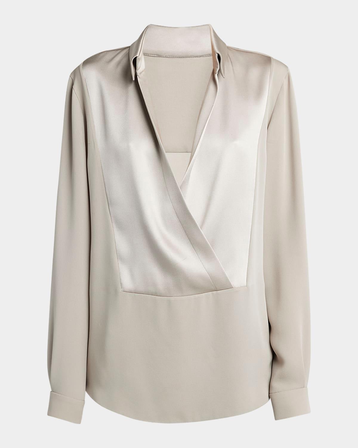 silk georgette wrap blouse