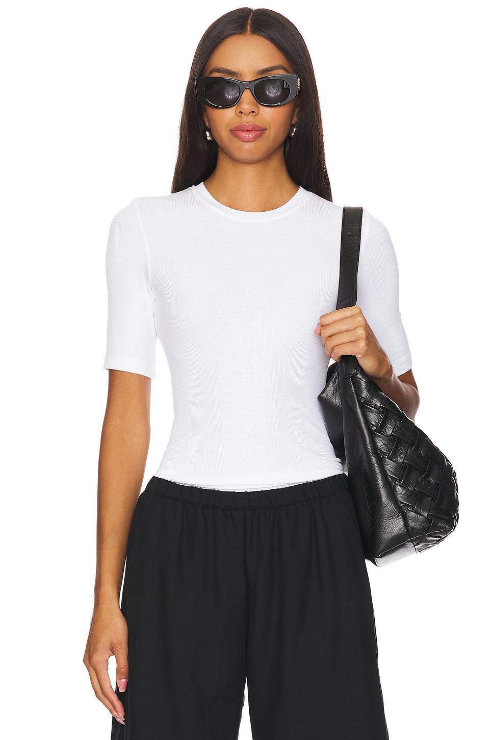 silk knit half sleeve crew