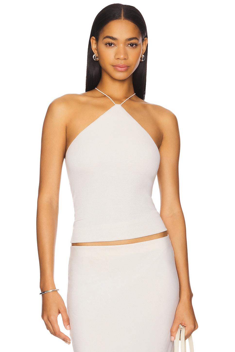 silk knit halter tank top