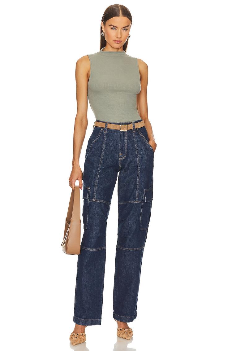 silk knit rib sleeveless mockneck