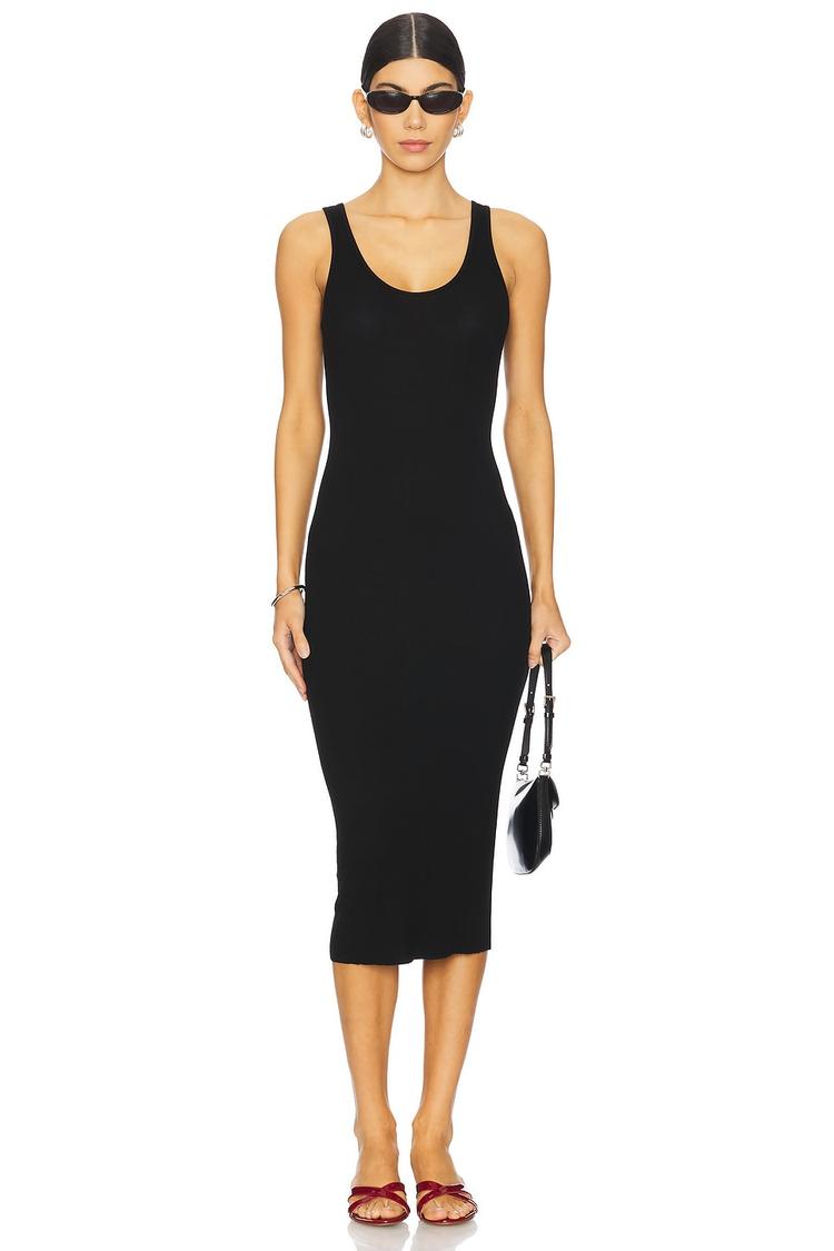 silk knit tank midi dress