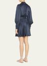 silk mini long-sleeve wrap dress