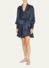 silk mini long-sleeve wrap dress