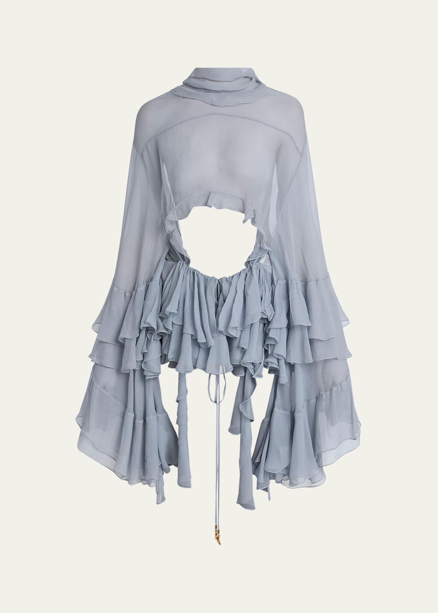 silk musseline top with ruffles