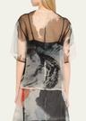 silk organza oversized t-shirt with artwork by tong