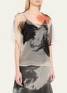 silk organza oversized t-shirt with artwork by tong