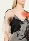 silk organza oversized t-shirt with artwork by tong