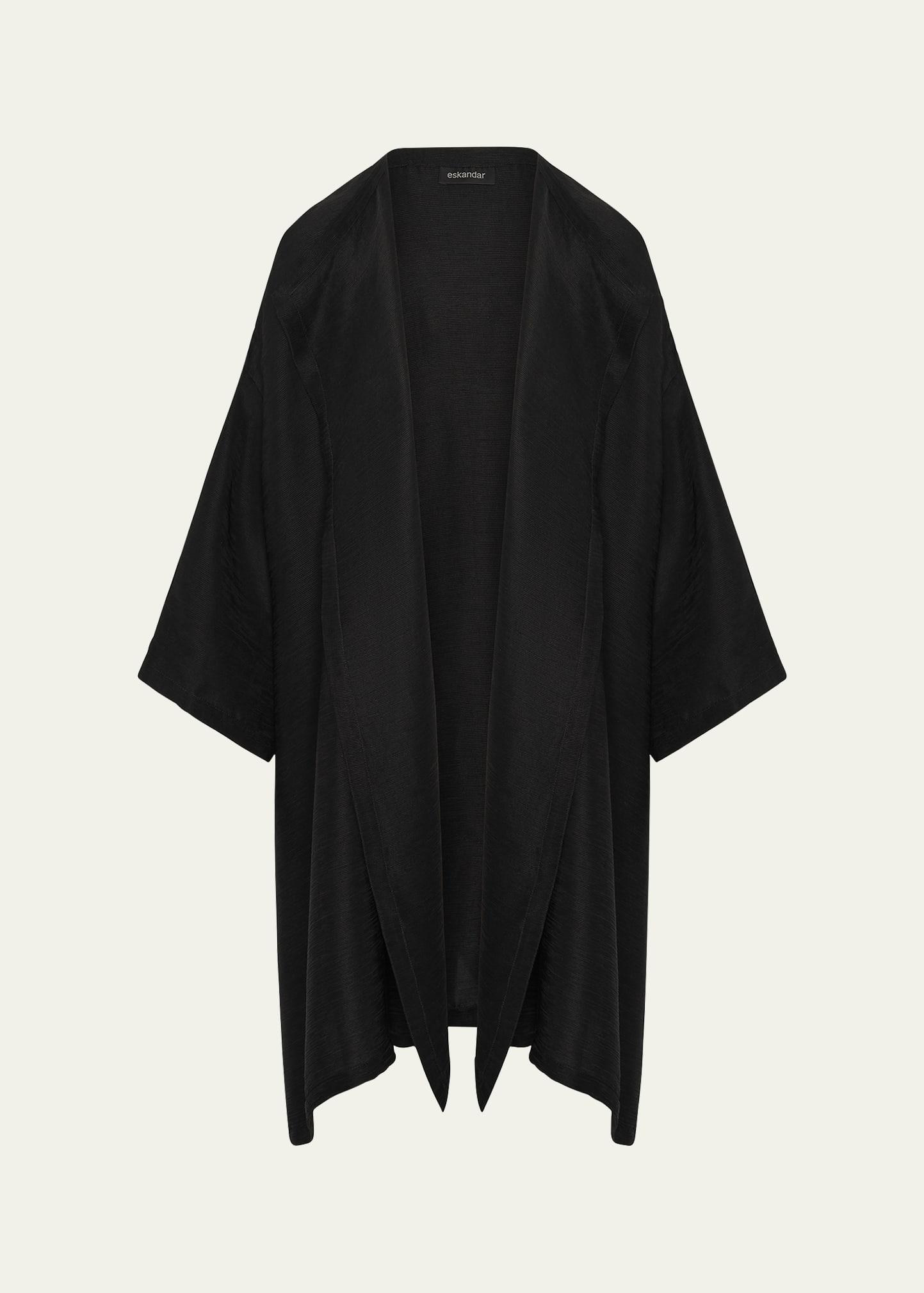 silk plisse wide a-line jacket coat (long plus length)