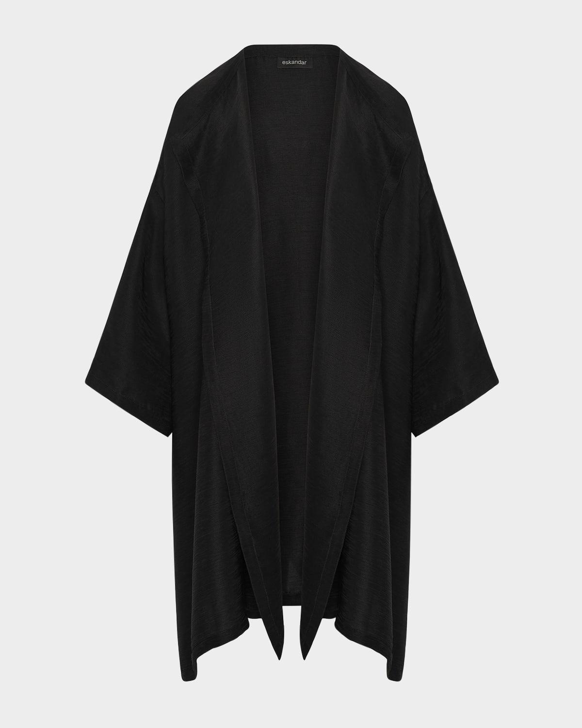 silk plisse wide a-line jacket coat (long plus length)