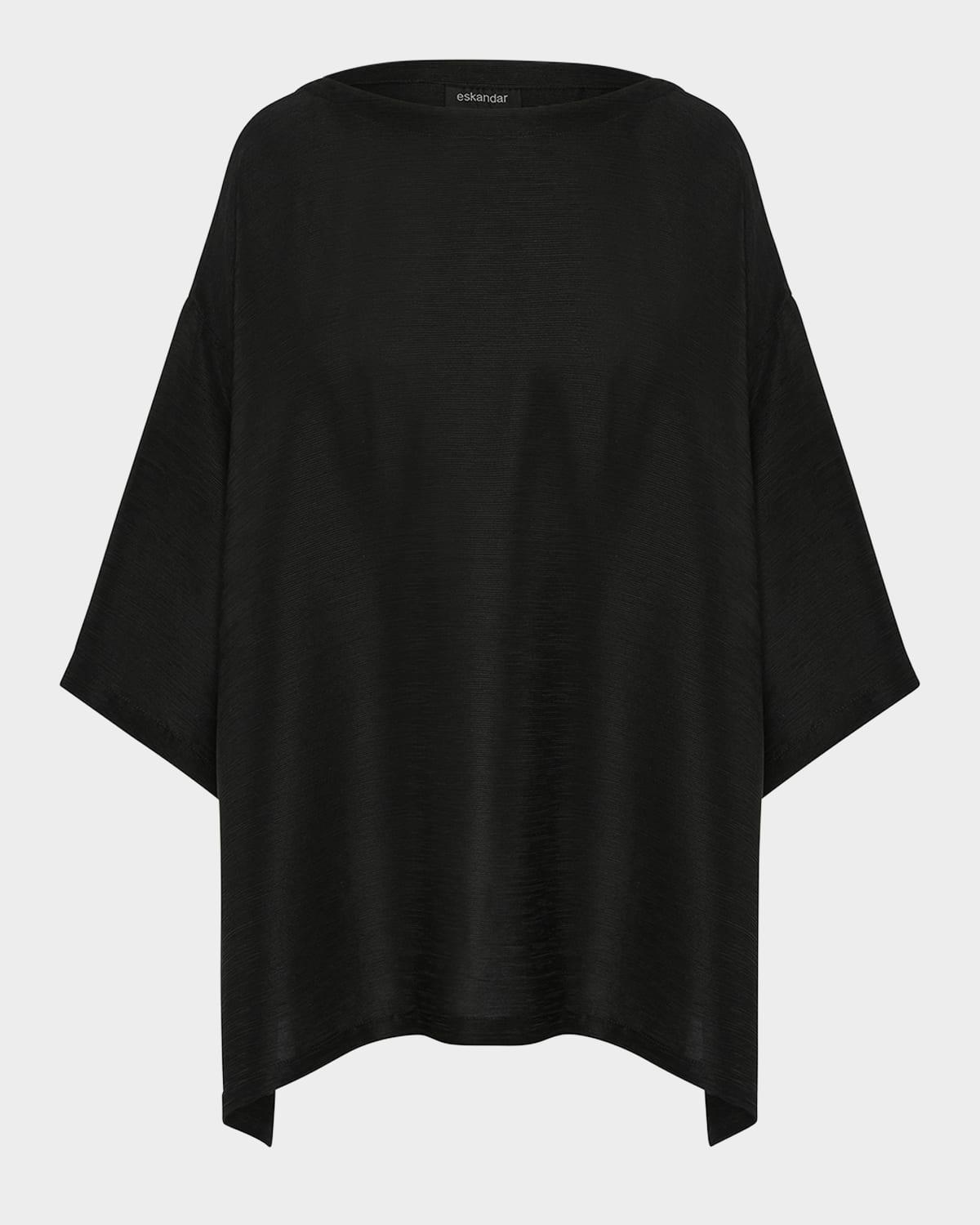 silk plisse wide a-line scoop-neck top (long length)