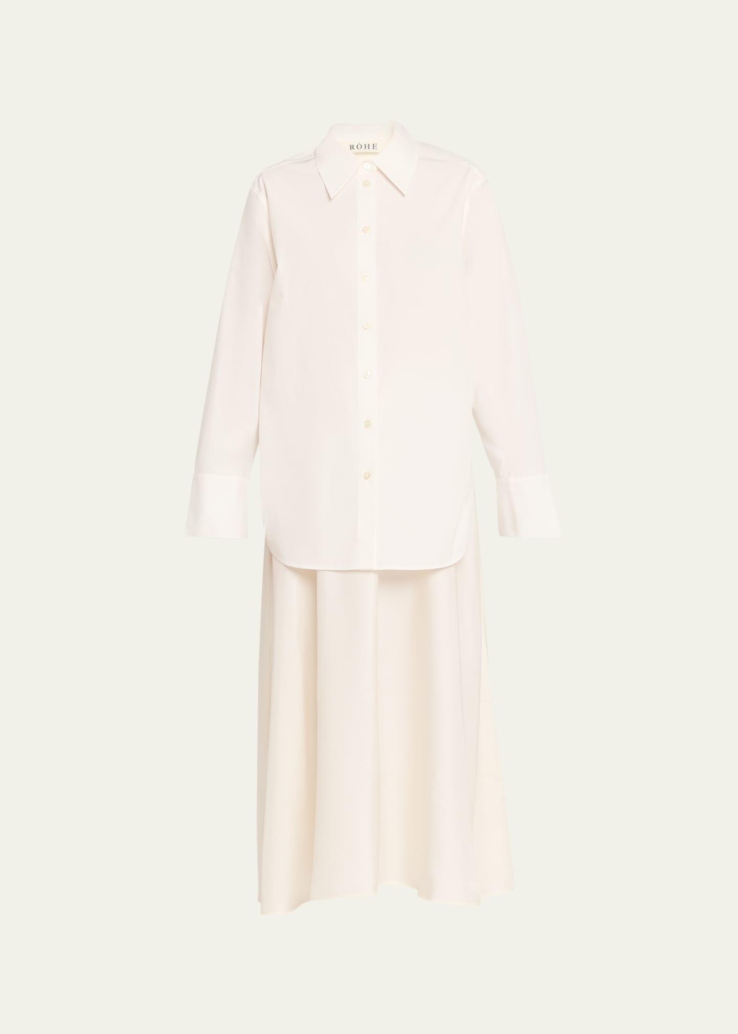 silk-poplin combo gilet maxi dress