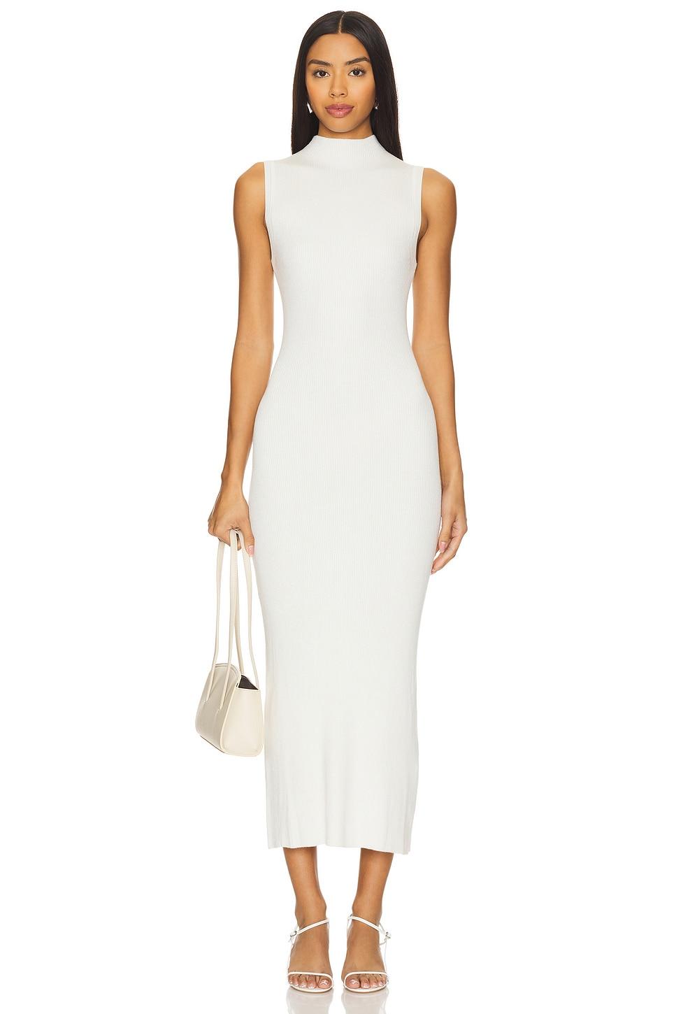 silk rib mockneck dress