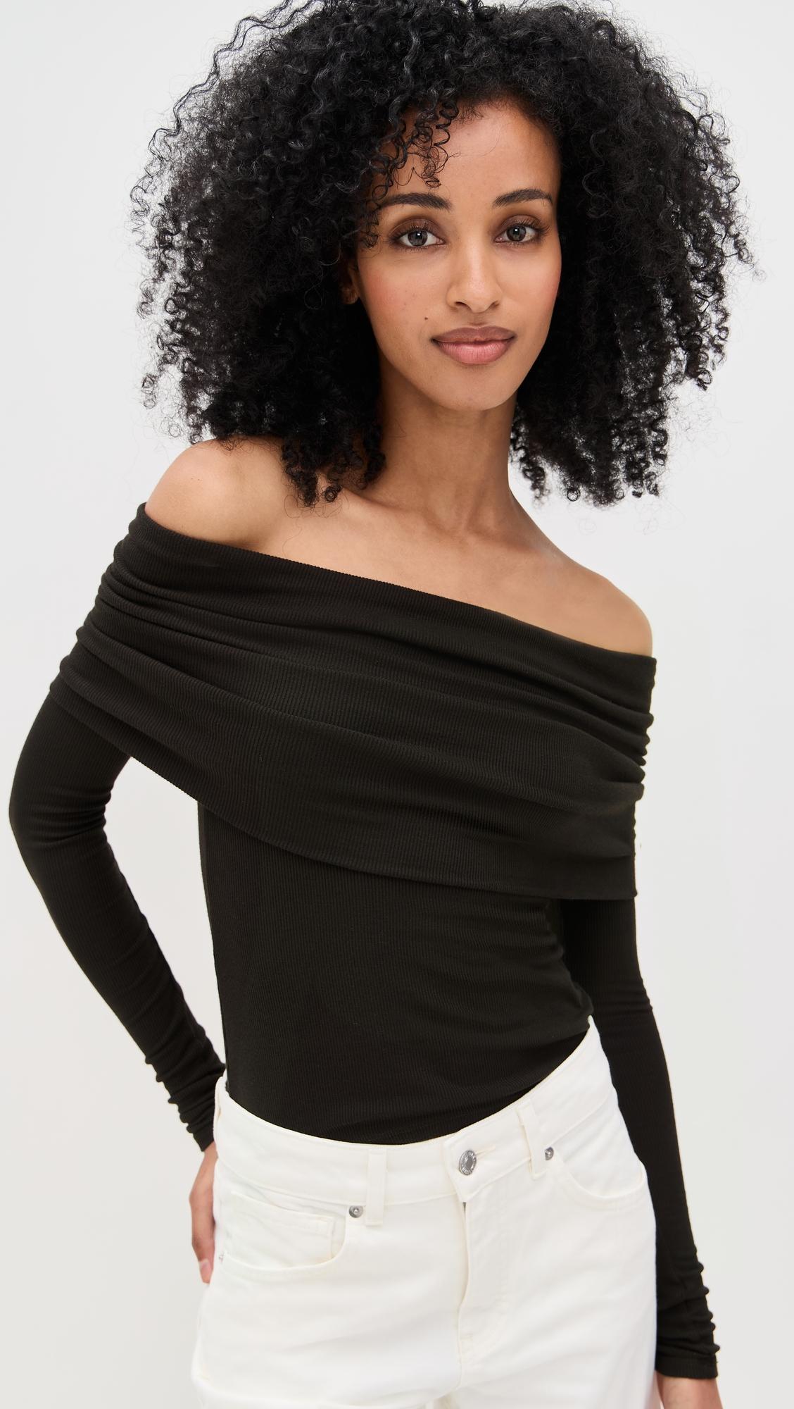 silk rib off-shoulder top