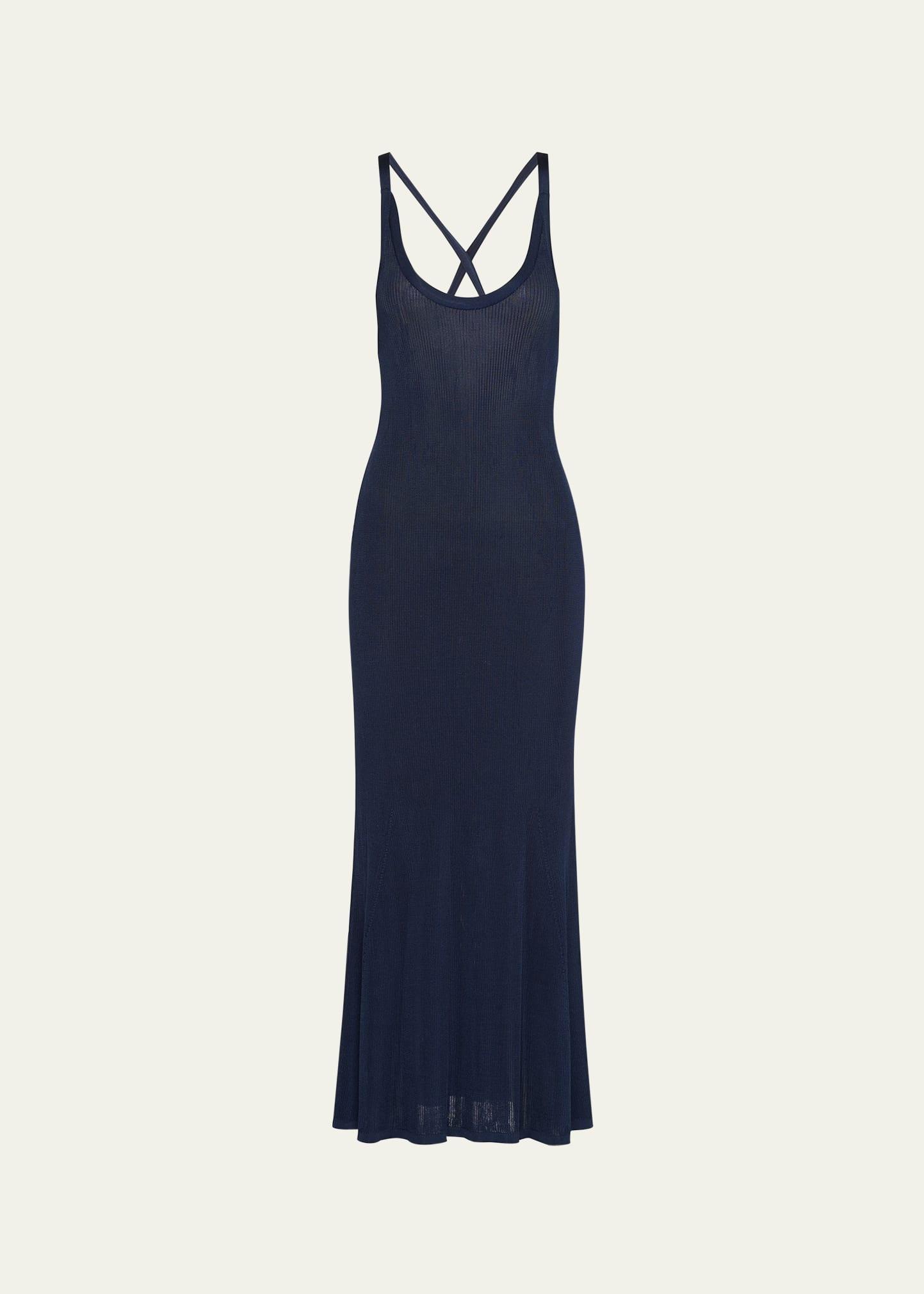 silk ribbed tank dress