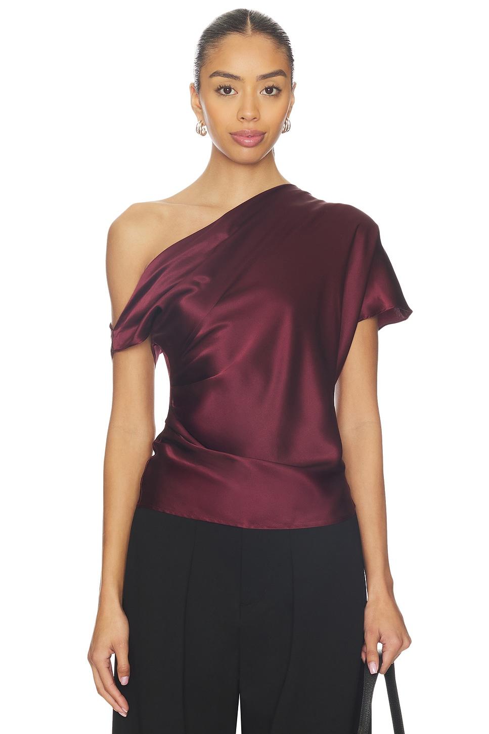 silk satin drape top