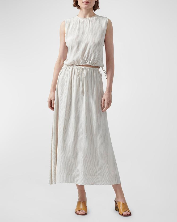 silk sleeveless tie-waist crop top